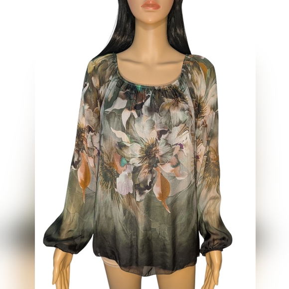 Tempo Paris Silk Blouse Moody Jewel Colors - Picture 15 of 15